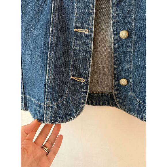 Bill Blass Denim Vest Floral Embroidery Cottage Core Boho Western Jean M / L - Picture 3 of 5